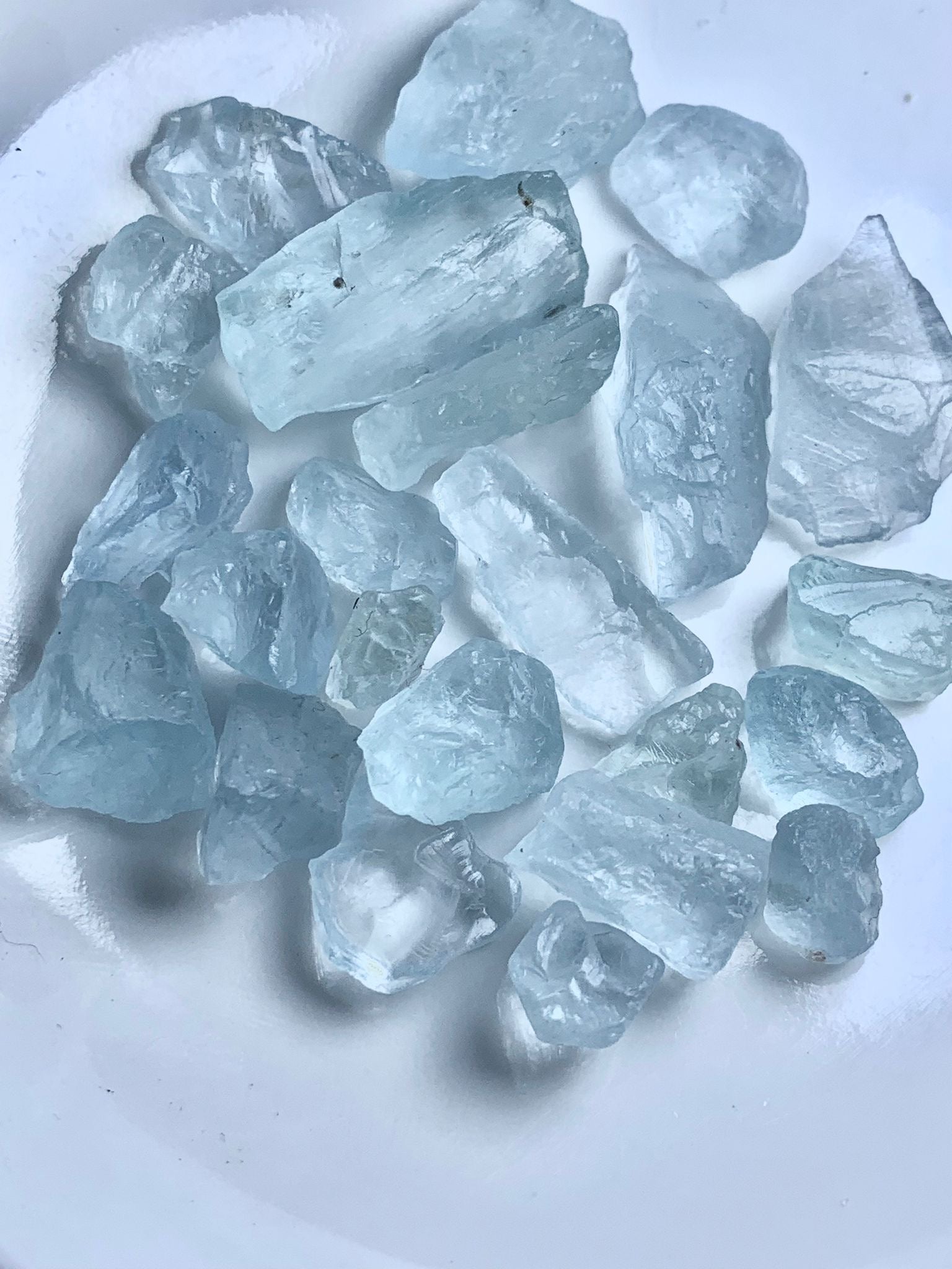 natural blue aquamarine raw stone