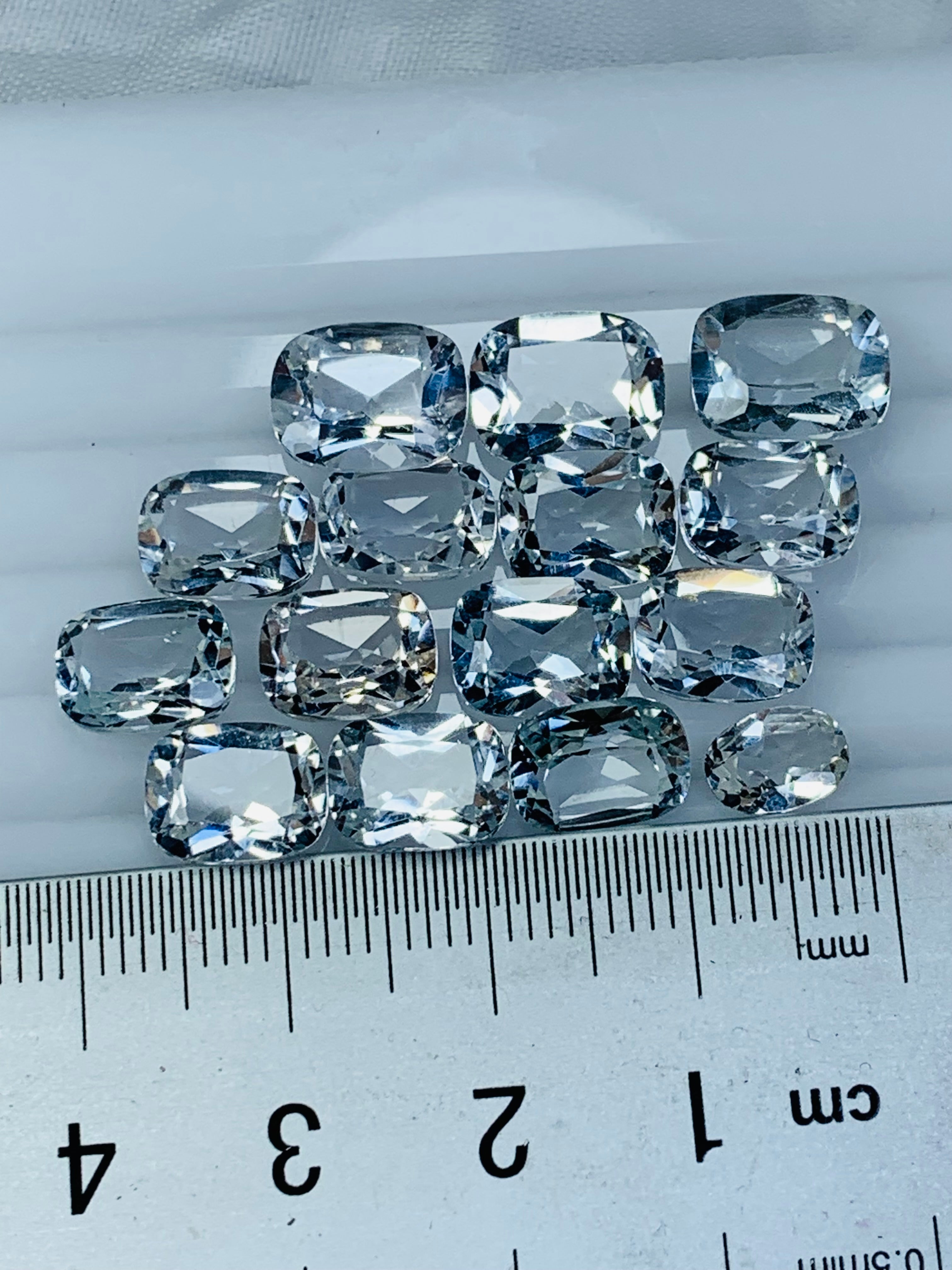 31.65 Carats Natural White Faceted Cushion Topaz | Loose Cut Gemstone