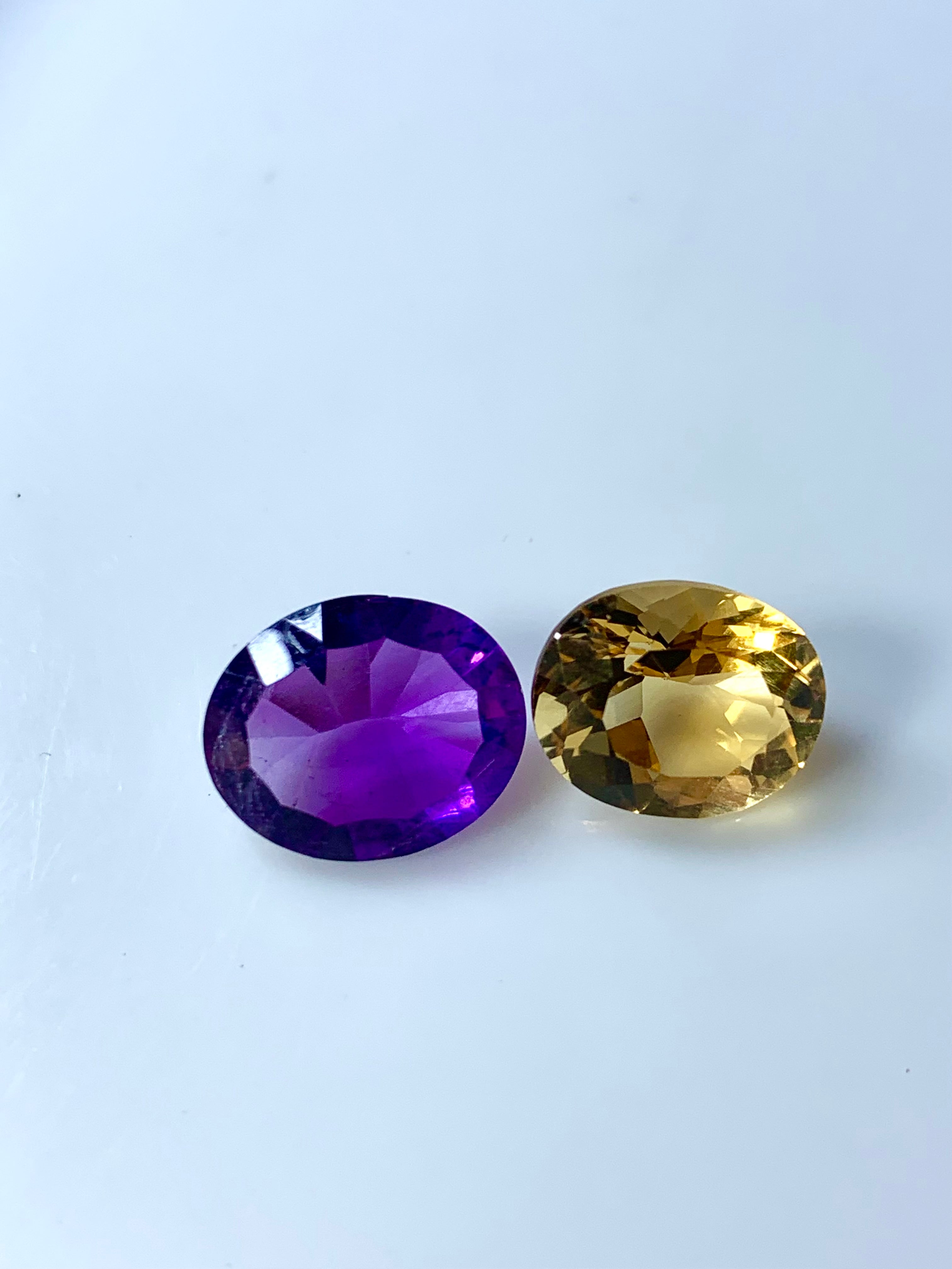 Amethyst 3.75 Carat & Citrine 3.70 Carat - Natural Loose Gemstone Set for Jewelry and Collectors