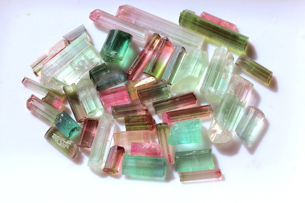 raw tourmaline crystal lot 103 carats for faceting

