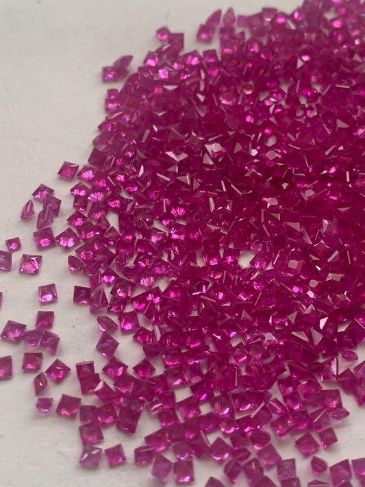12 carats Princess Cut Pinkish Red Rubies Loose Gems Deal