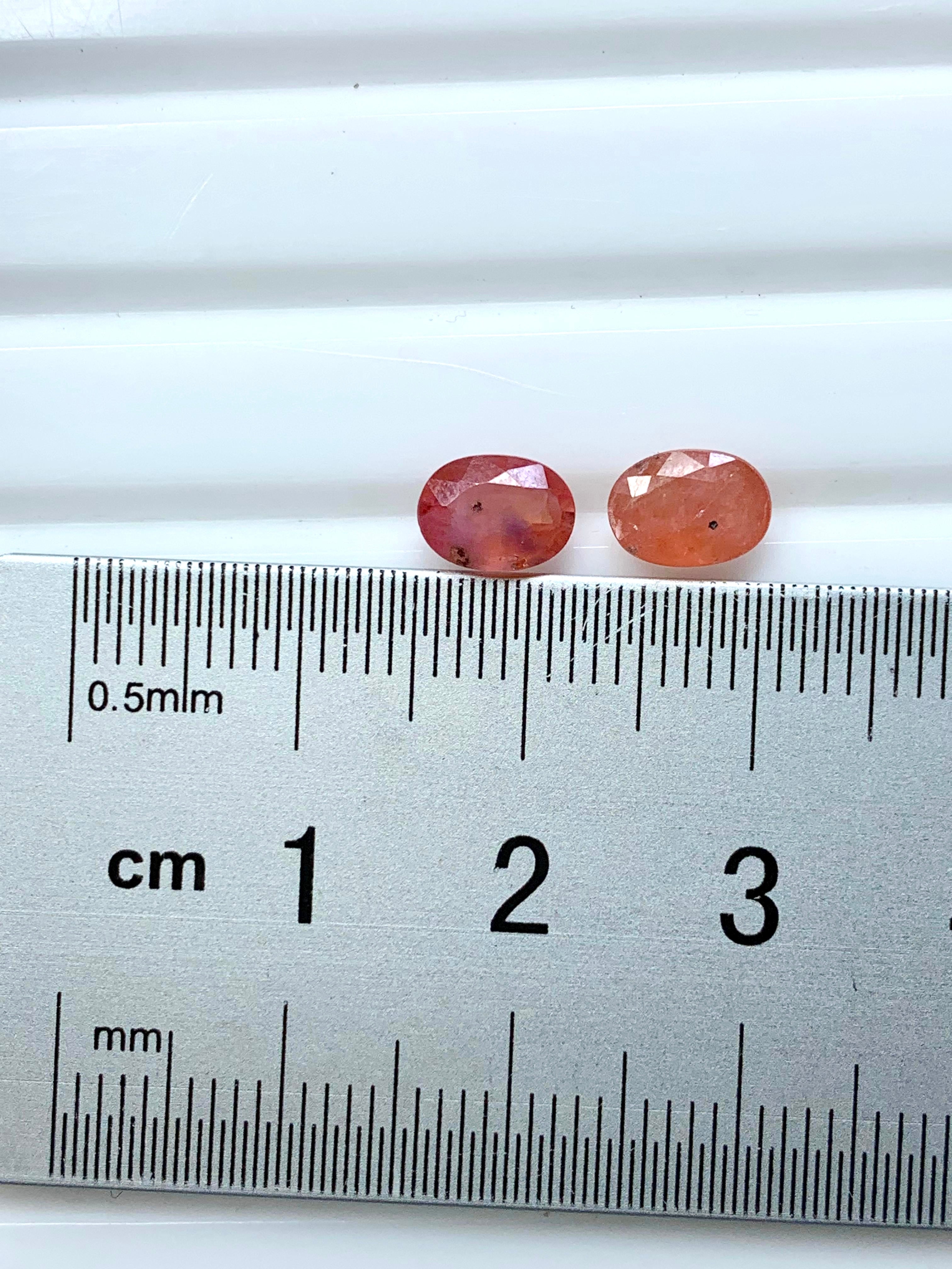 1.95 Carats Natural Orangish Red Sapphires| Cut Gemstone