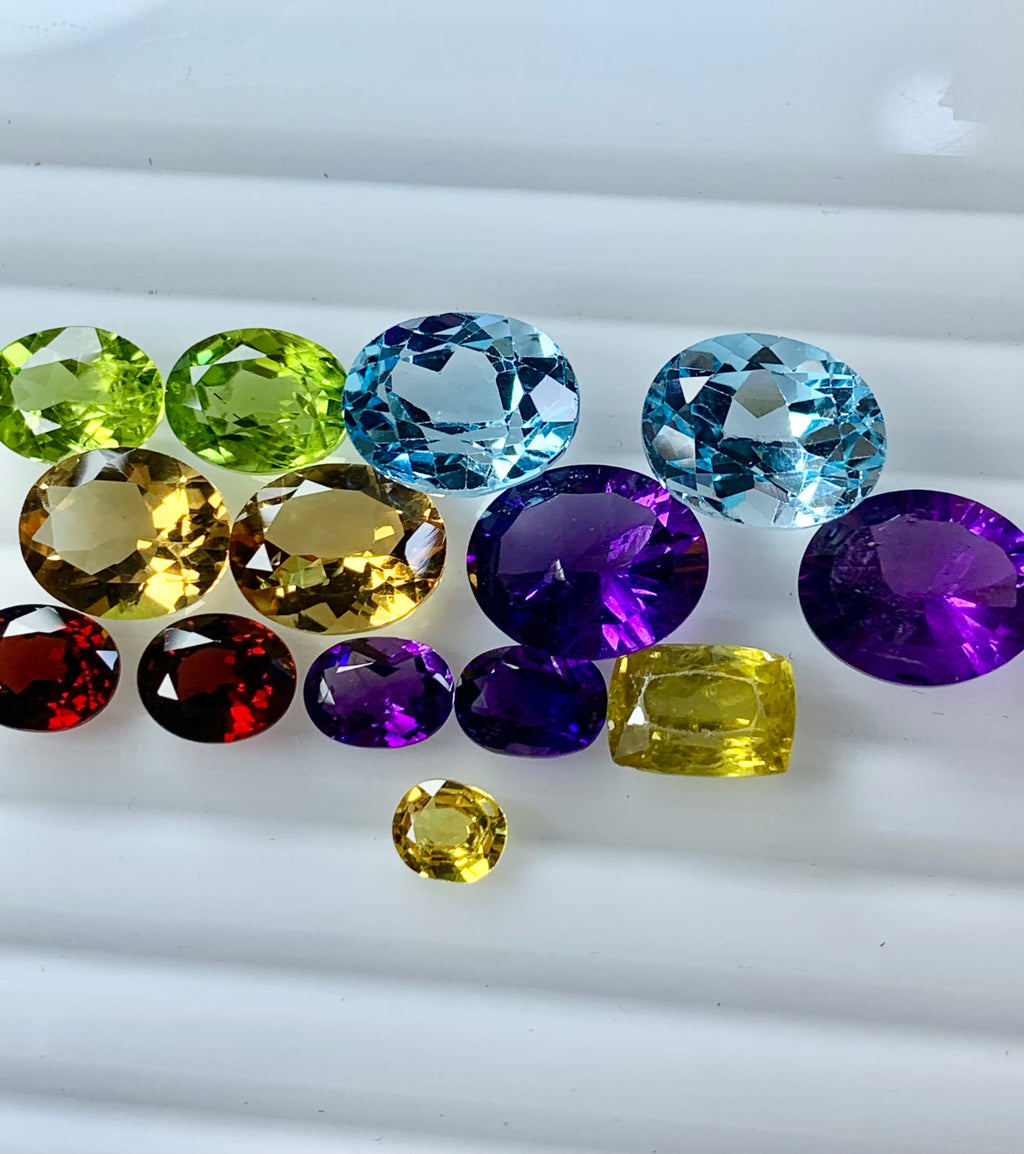 Faceted Mix Stone Parcel 6 Pairs loose gemstone deal