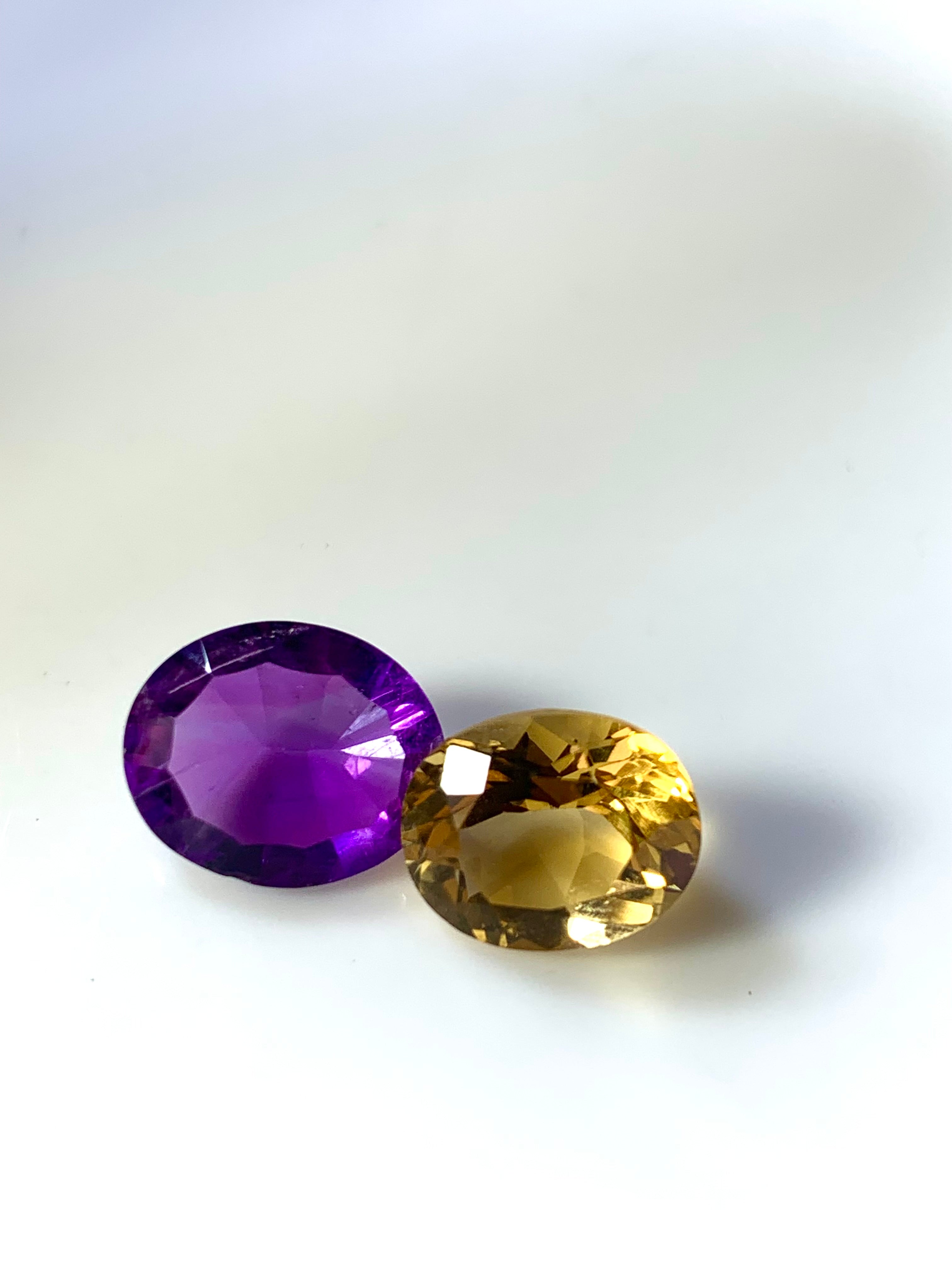 Amethyst 3.75 Carat & Citrine 3.70 Carat - Natural Loose Gemstone Set for Jewelry and Collectors