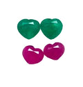 Green Emerald and Red Ruby Faceted cut pairs in Heart Shape