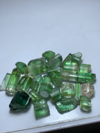 green tourmaline rough crystal lot