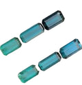 Set of blue gemstones in a display case