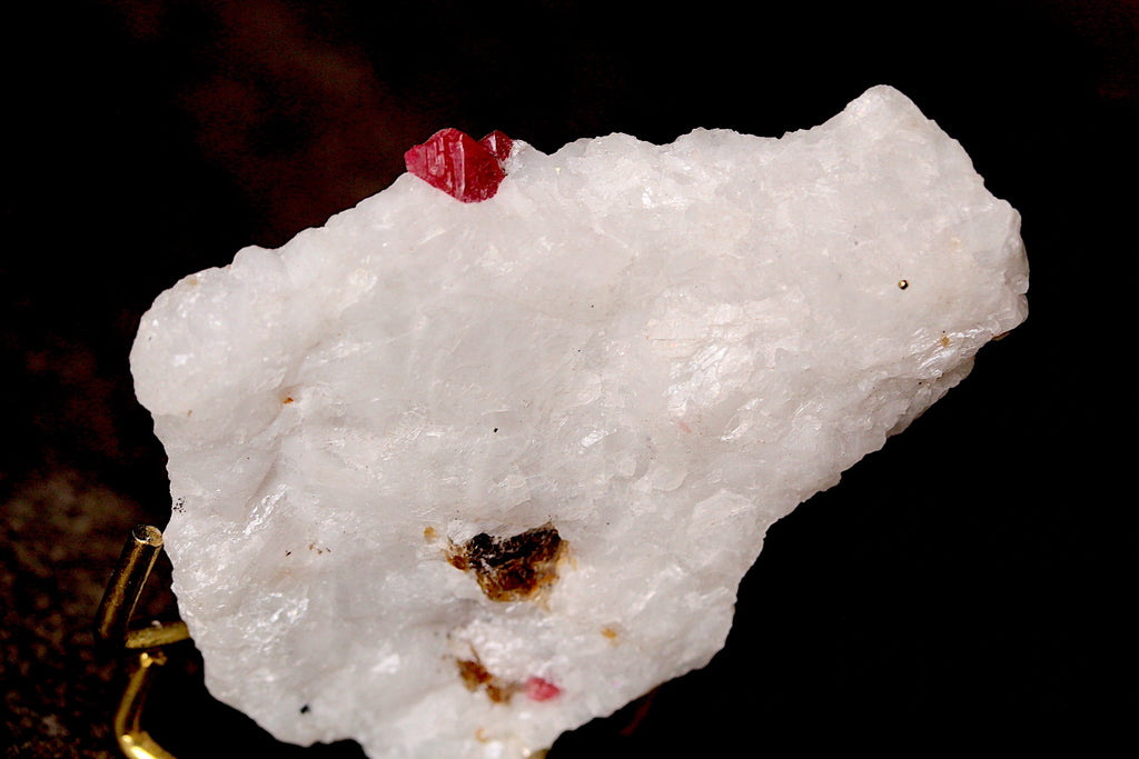 Natural red spinel on calcite matrix for sale