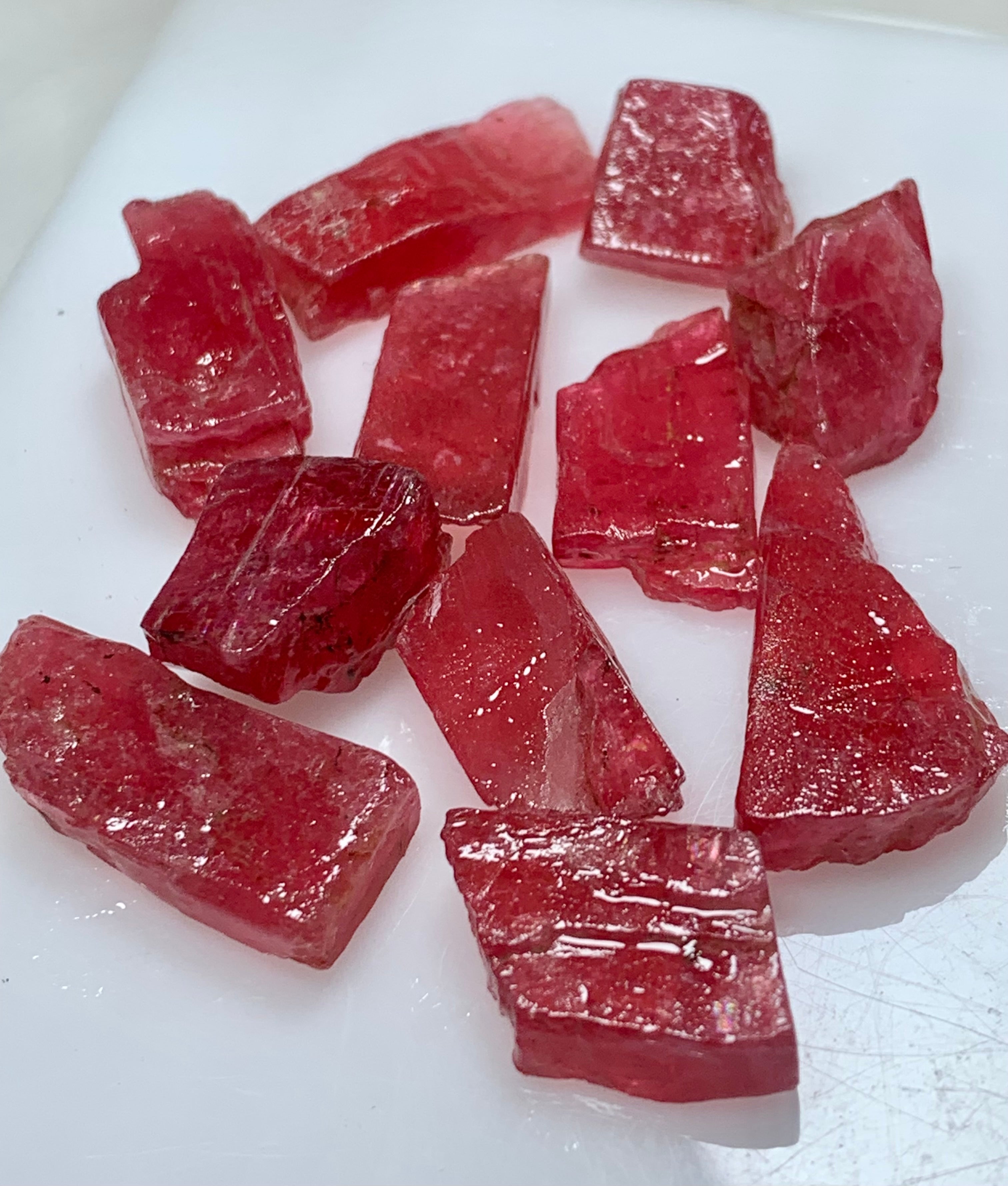 Rough rhodonite garnet stones
