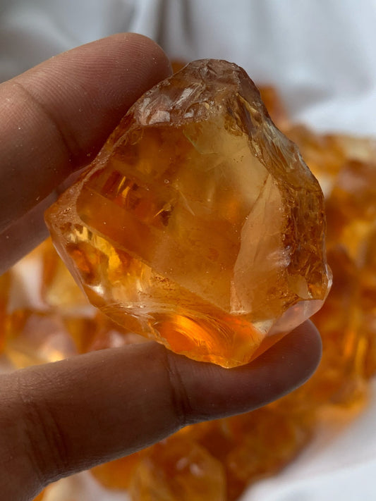 Orangish yellow citrine facet grade rough stone| Uncut raw gemstones
