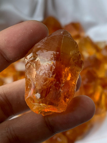 Orangish yellow citrine facet grade rough stone| Uncut raw gemstones