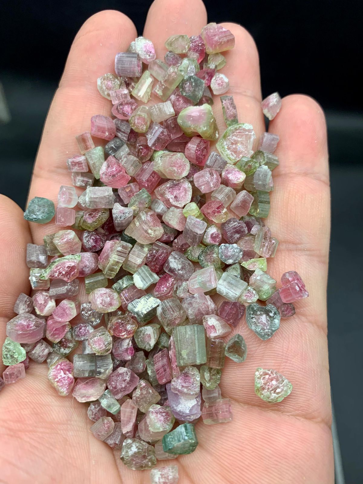 watermelon tourmaline rough parcel 140g for sale

