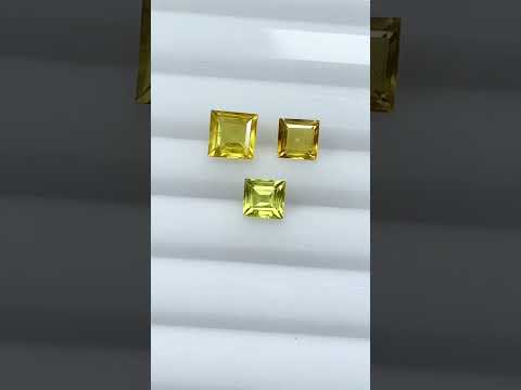 Faceted Yellow Square Shape Sapphires || Cut Gemstone for Jewelry