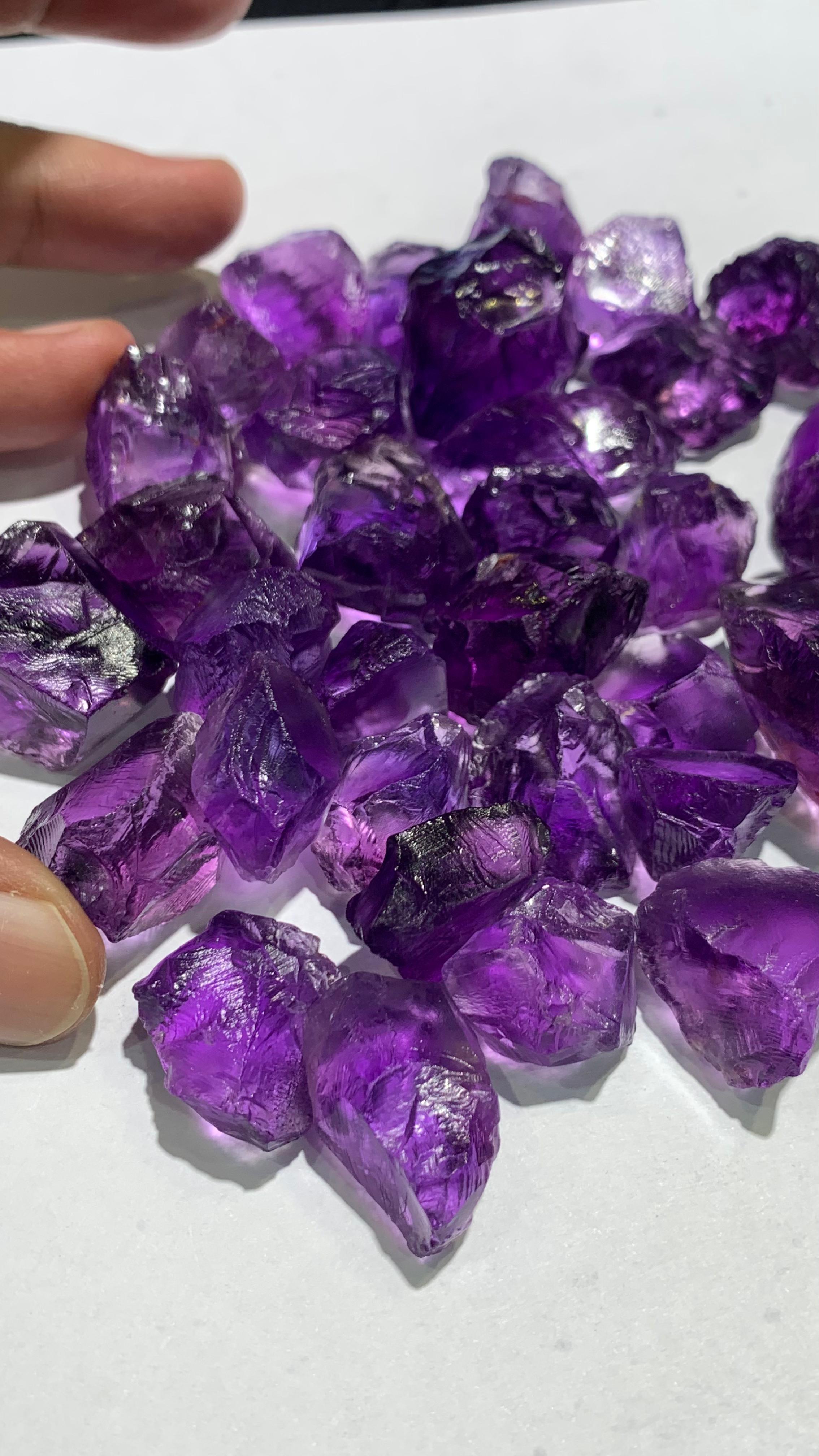 raw amethyst crystals
