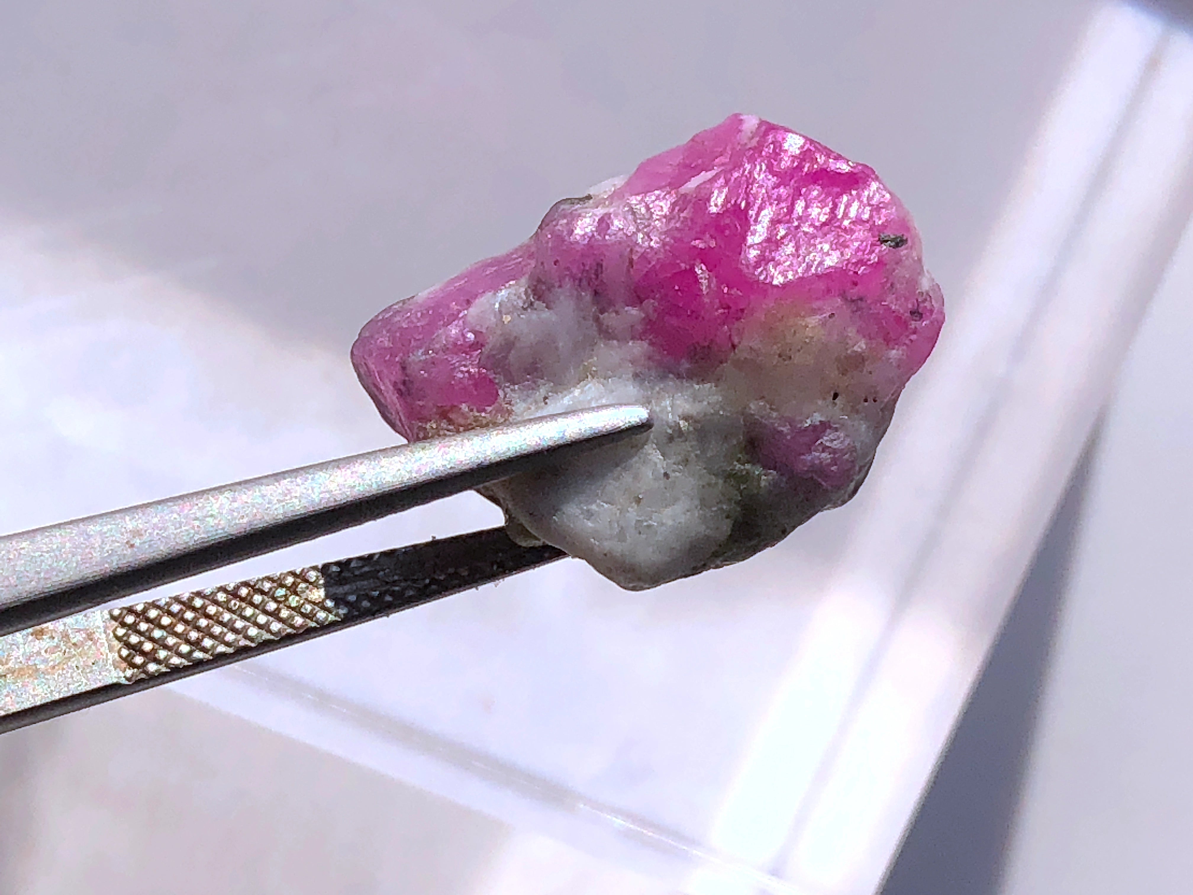 Buy 21 Carat Rough Ruby on Calcite - Natural Raw Ruby Crystal | GemsVisor