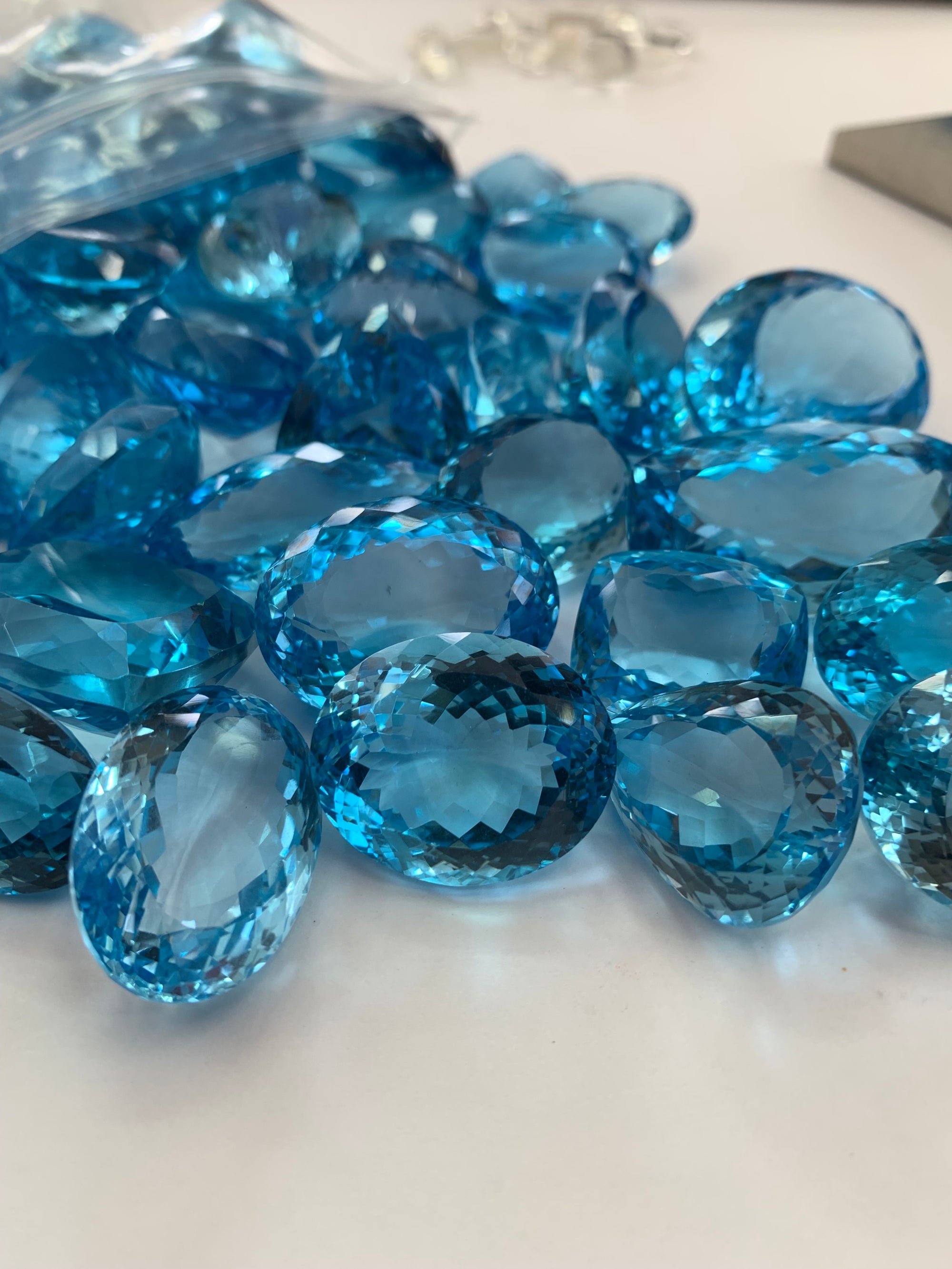 cut blue topaz gemstone
