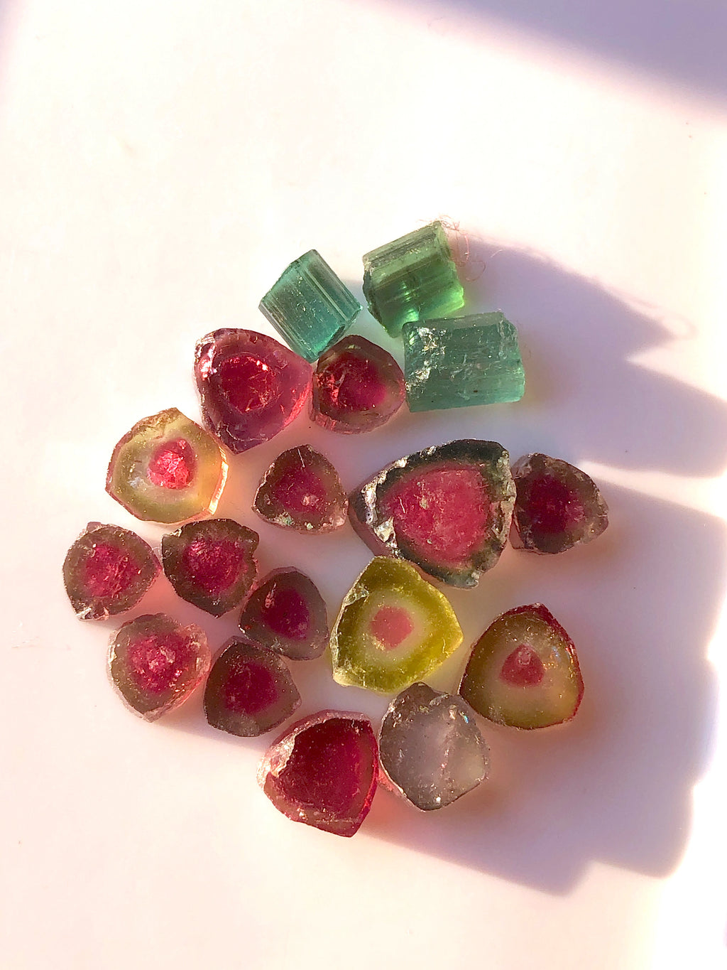 pink green watermelon tourmaline slices 19 ct

